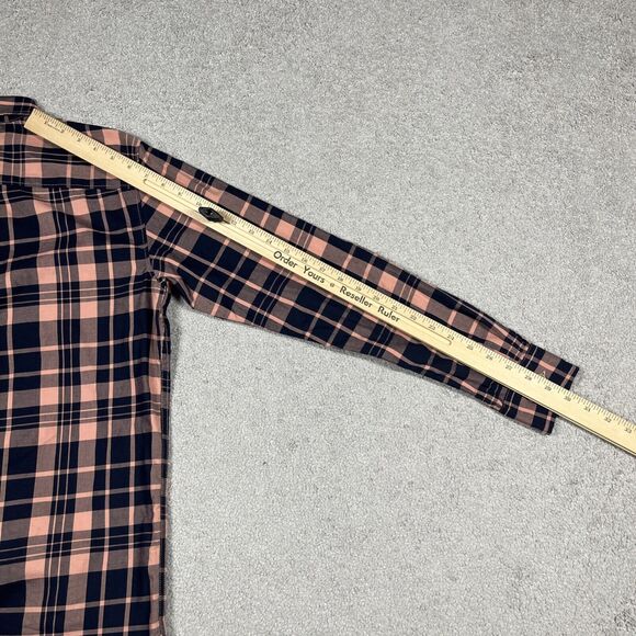 North Face Shirt Mens Small Plaid Button Up Pocket Outdoors Pink Navy Blue - Picture 11 of 12